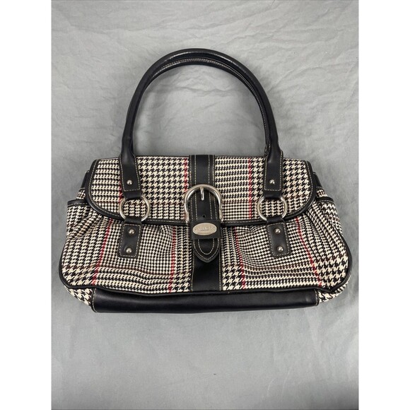 VTG Y2K Chaps houndstooth herringbone plaid bag purse twee preppy - Picture 1 of 13